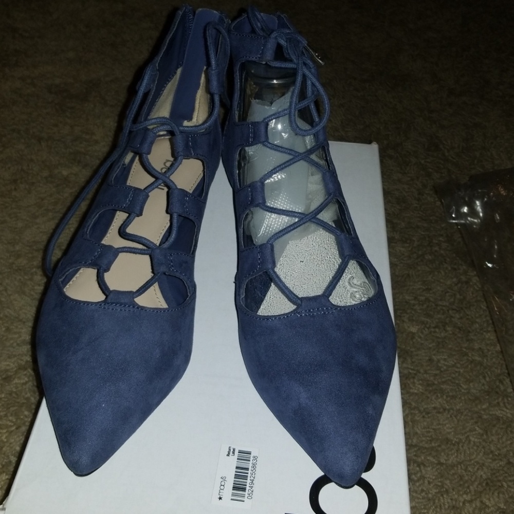 Bar III Womens Blue Suede flats